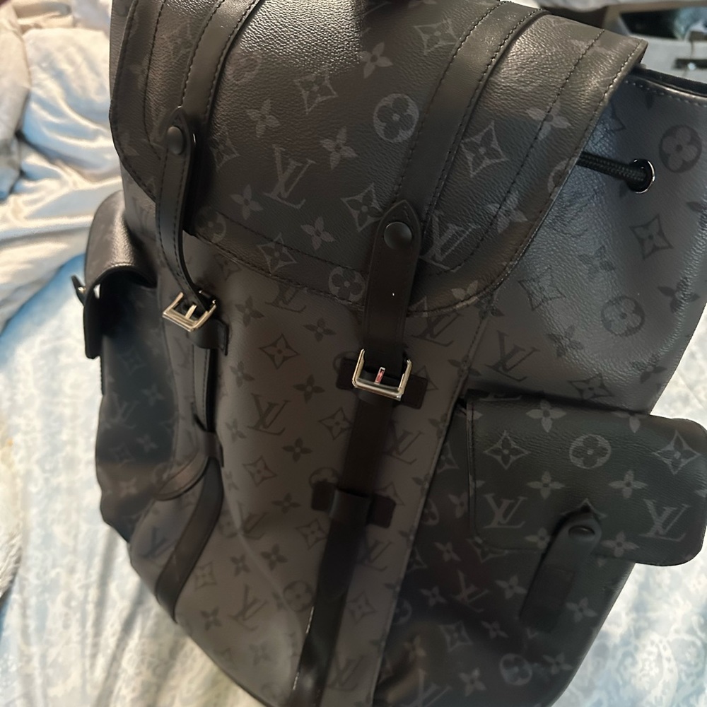 Pre Owned Louis Vuitton Christopher PM Bag in Monogram Eclipse Canvas